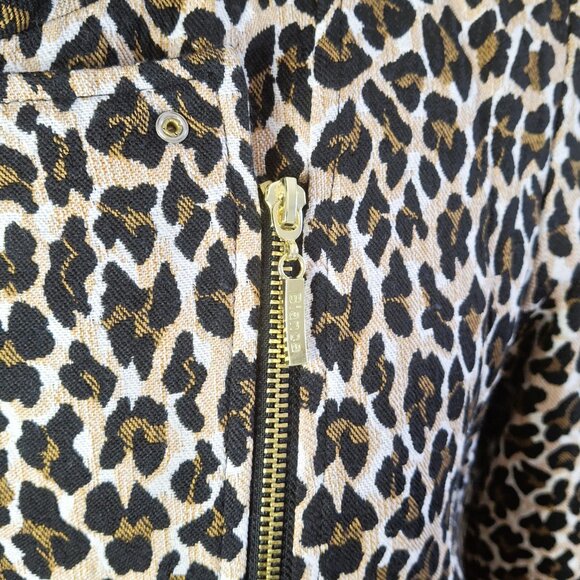 Bianca Nygard Sz 8 (Med) Animal Print Moto Jacket Short Zippered Lined Cotton - Picture 8 of 15